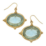 Susan Shaw: Aqua Venetian Glass Bee Intaglio Earrings