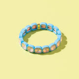 Maeve Gold w/ Pearls Enamel Stretch Bracelet