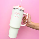 Cream & Pink Bow 40oz Tumbler