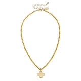 Susan Shaw: Gold Cross on Gold Beaded Necklace