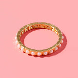 Maeve Gold w/ Pearls Enamel Stretch Bracelet