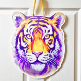 Purple and Gold Tiger Head Door Hanger-Louisiana Football