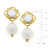 Susan Shaw: Gold with Pearl and Cotton Pearl Clip Earrings