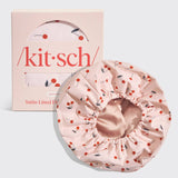 Cherry Print Satin-Lined Flexi Shower Cap