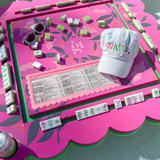 Splash-Proof Mahjong Card Holder for Pool Mahjong - Pink Scallops