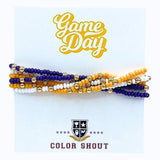 Purple/Yellow/White Stretch Bracelets