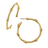 Susan Shaw: Gold Bamboo Hoop Earrings