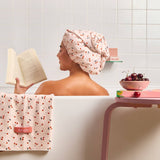 Cherry Print Satin-Lined Flexi Shower Cap