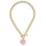 Susan Shaw: Rose Quartz Stone Heart Toggle Necklace