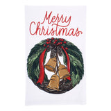 Merry Christmas Woodland Wreath Tea Towel