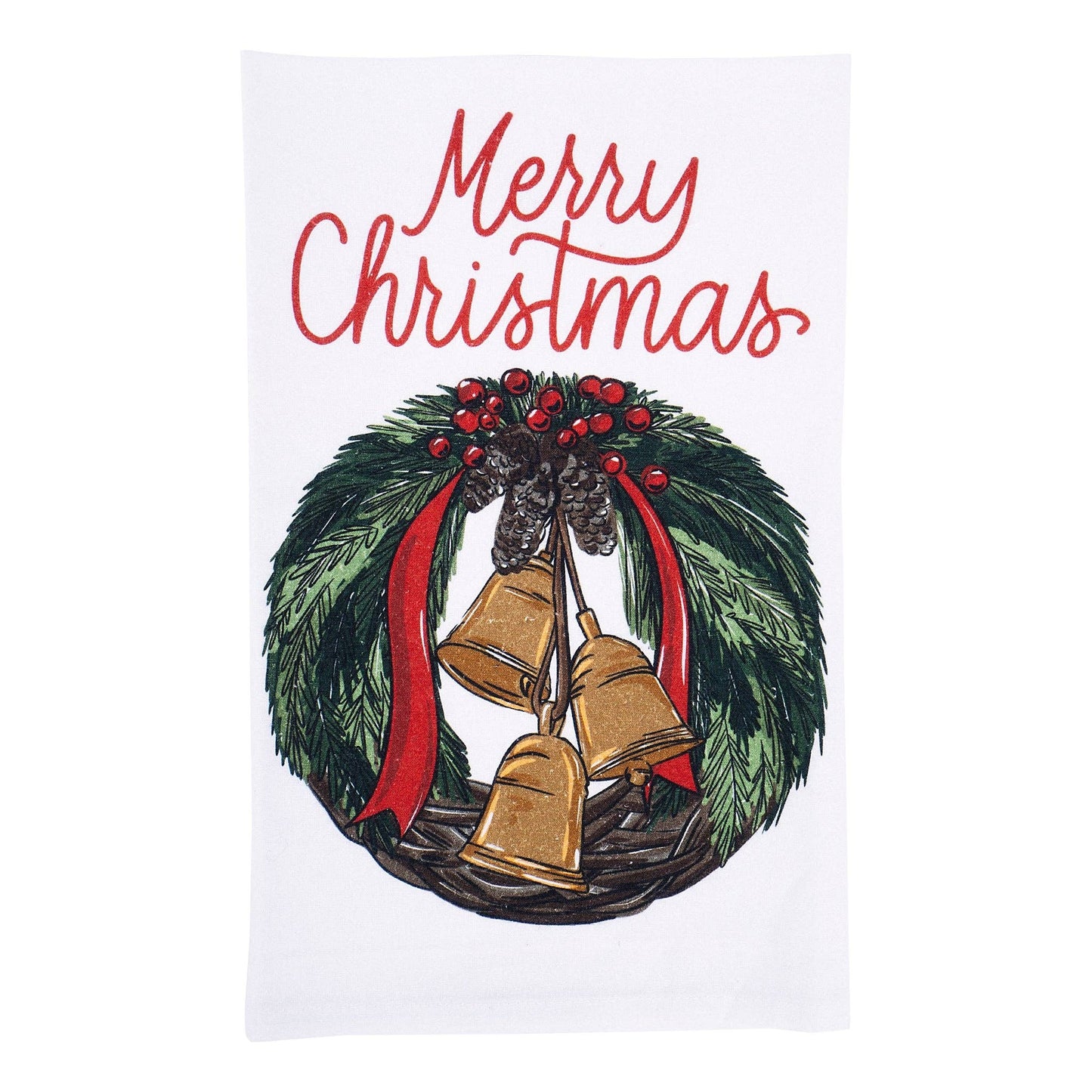 Merry Christmas Woodland Wreath Tea Towel