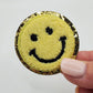 Smilie Face Chenille Patches- Yellow