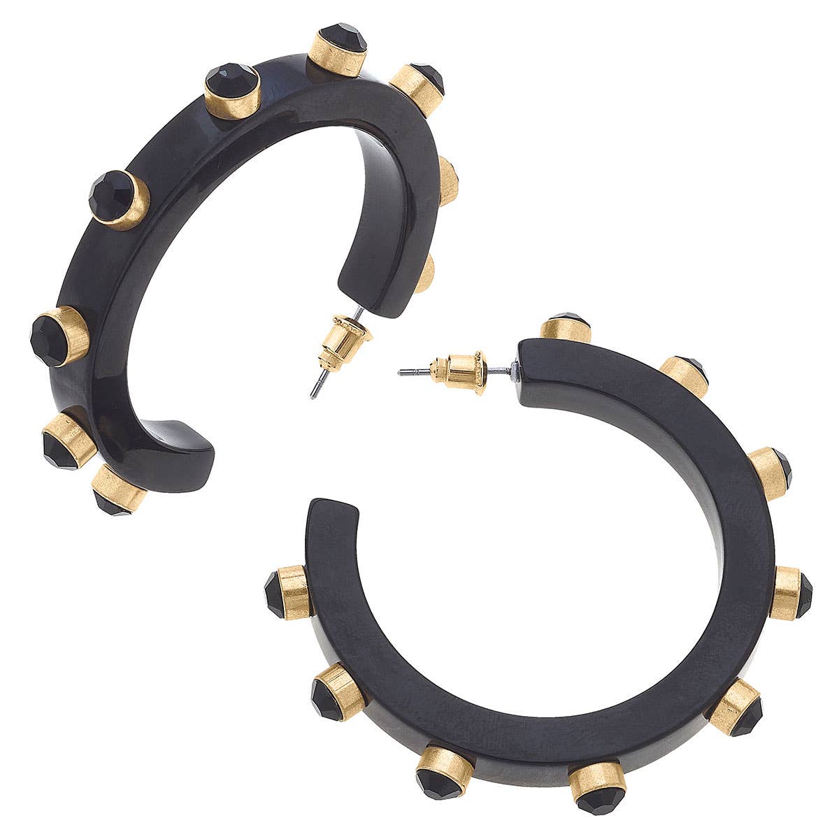 Black Rhinestone Hoop Earrings