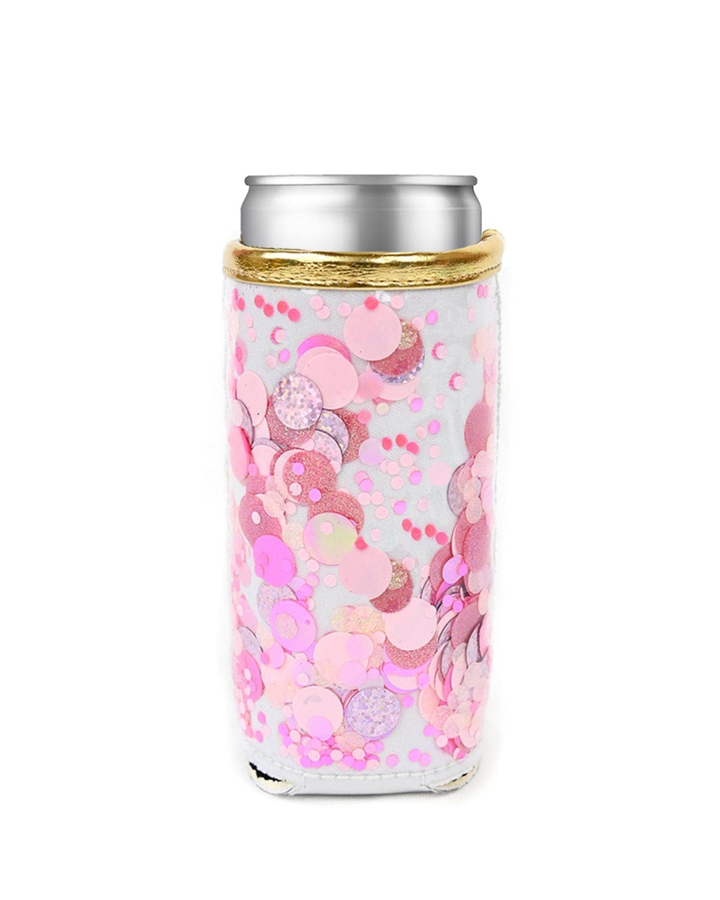Pink Party Confetti Skinny Can Cooler