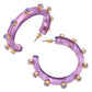 Lavender Rhinestone Hoop Earrings