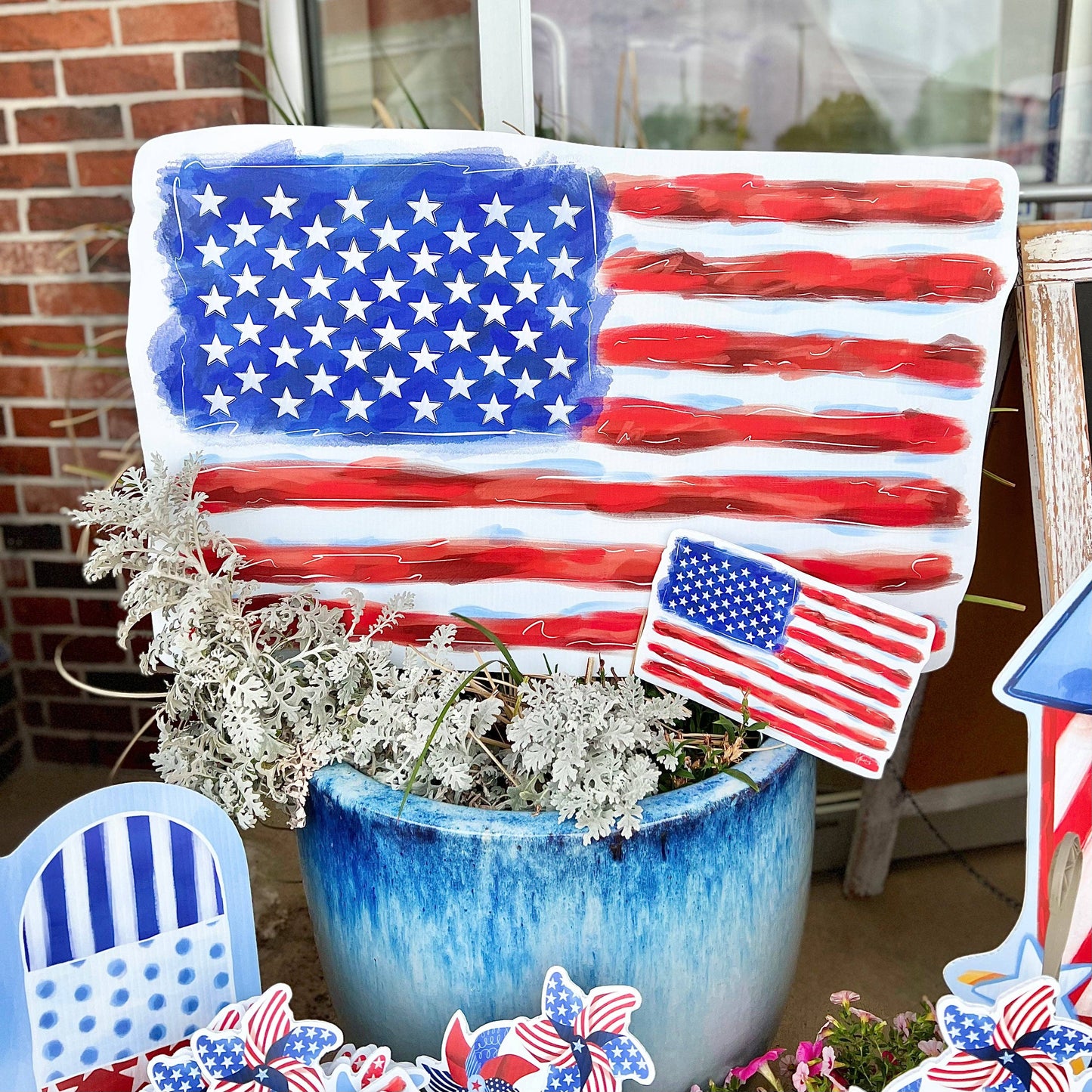 Large American Flag Garden Stake