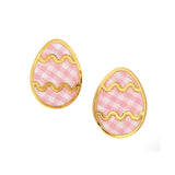 Anastasia Pink Gingham Easter Egg Stud Earrings