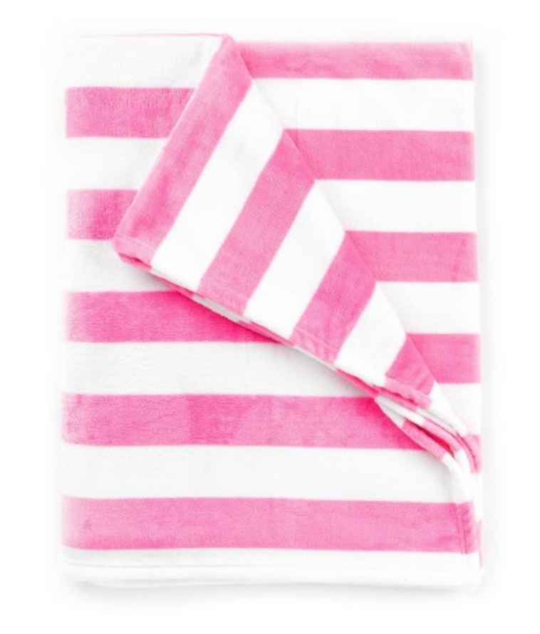 Pink/white stripe blanket