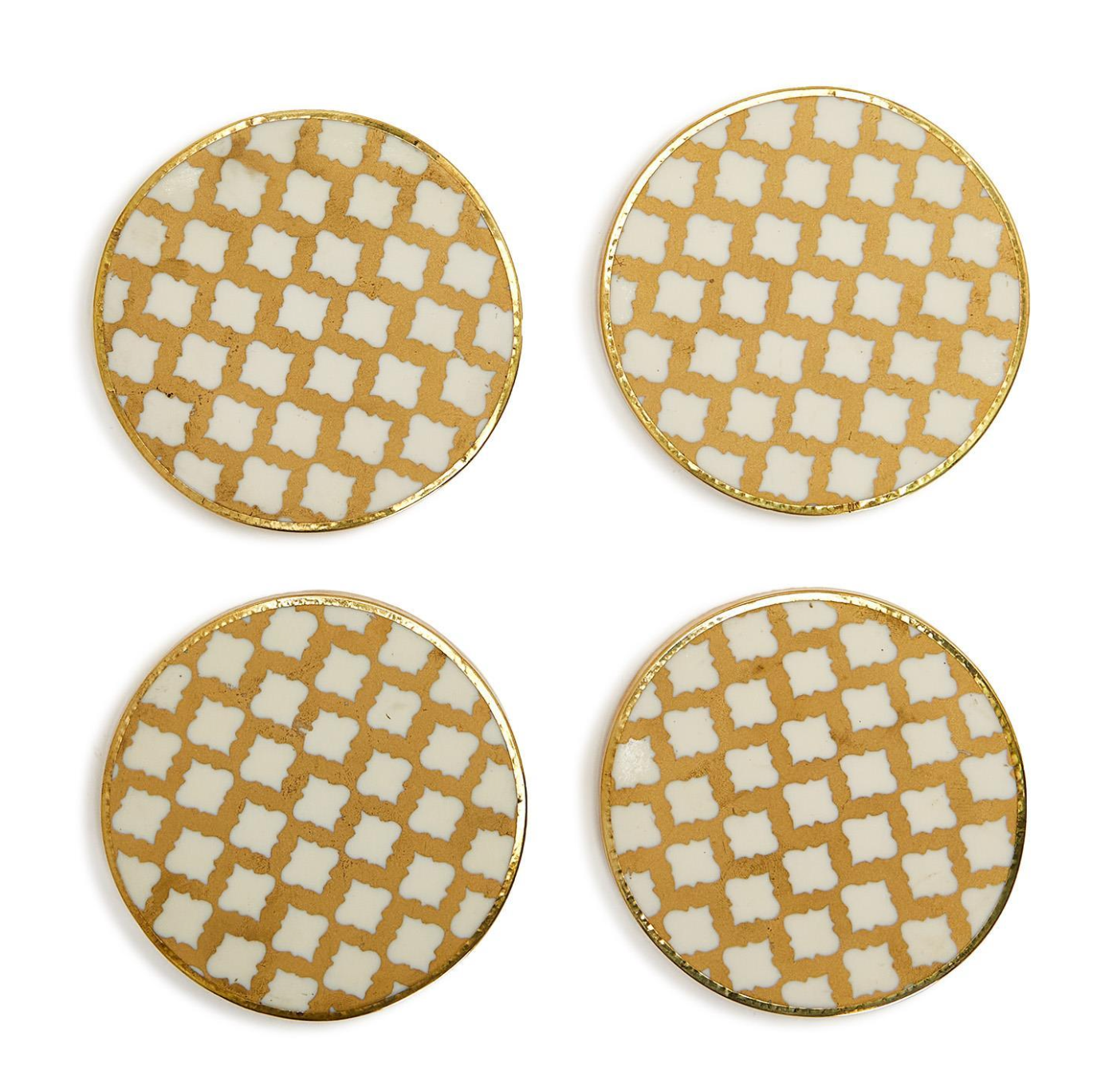 Hampton Set of 4 Geometric Coasters with Gold Rim - Resin/MDF