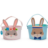 Cute as Bunny Hand-Crafted Easter Basket with Applique and Polka Dot Lining