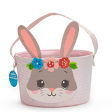 Cute as Bunny Hand-Crafted Easter Basket with Applique and Polka Dot Lining