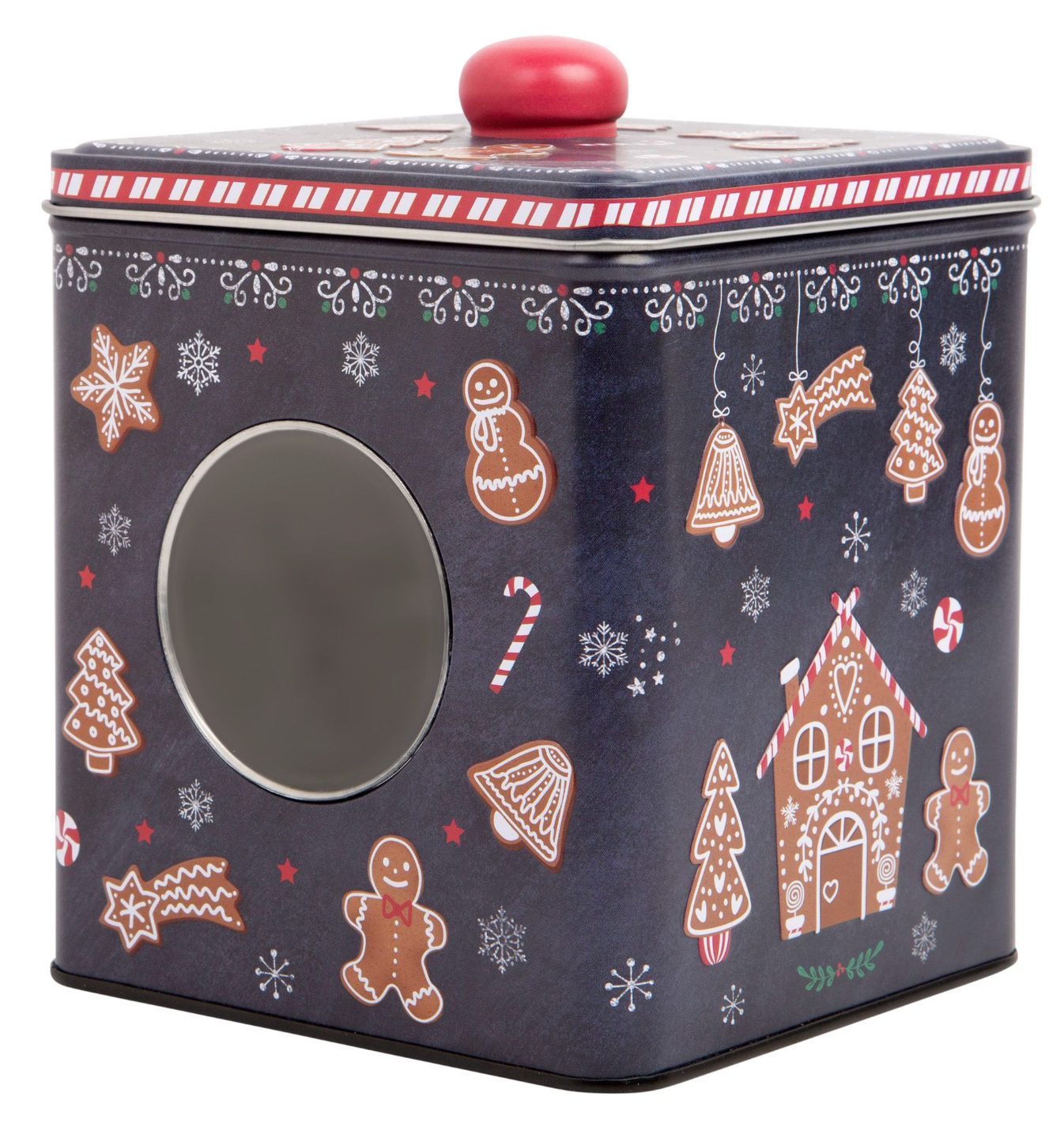 VINTAGE GINGERBREAD SQUARE BOX WITH WINDOW