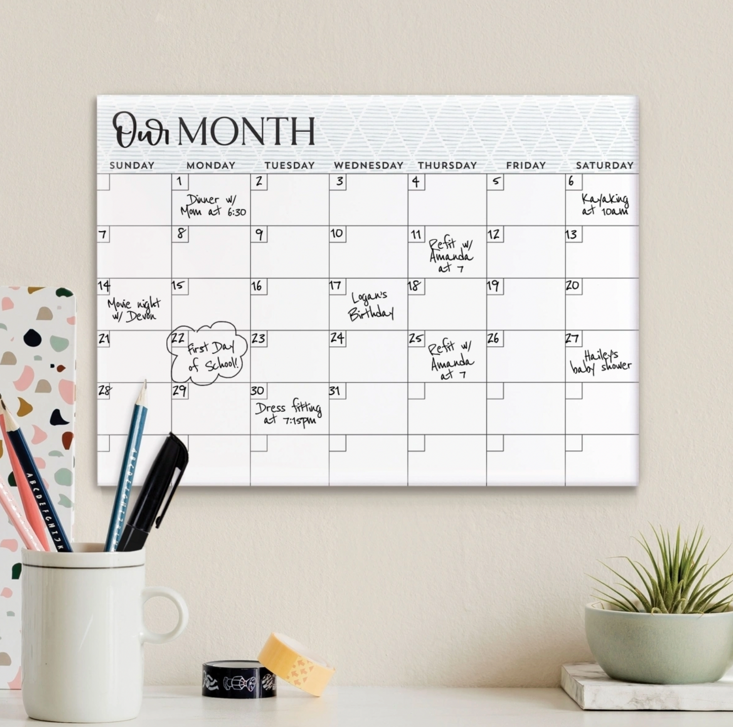 Our Month Wall Dry Erase Calender
