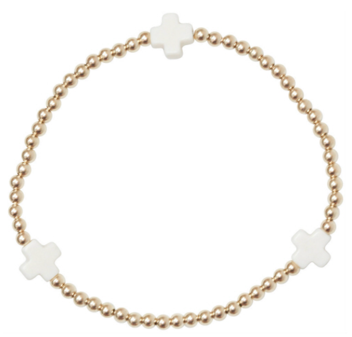 ENewton egirl Signature Cross Gold 3mm Bead Bracelets