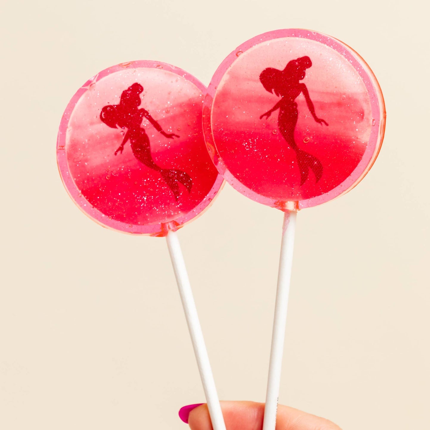 Pink Mermaid Lollipops, Raspberry Flavor