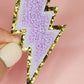 Lightening Bolt Chenille Patches -Lilac