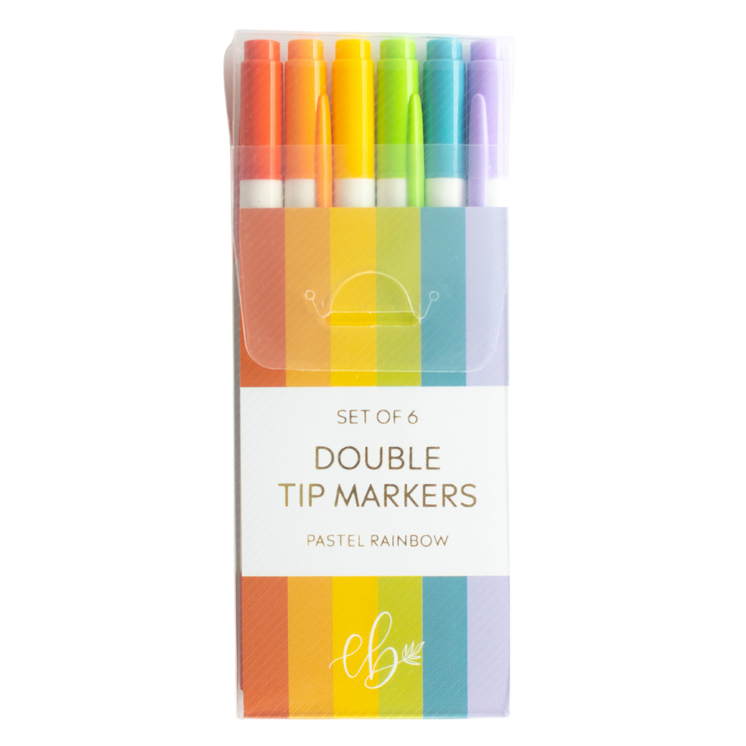 Set of 6 Double Tip Markers Pastel Rainbow
