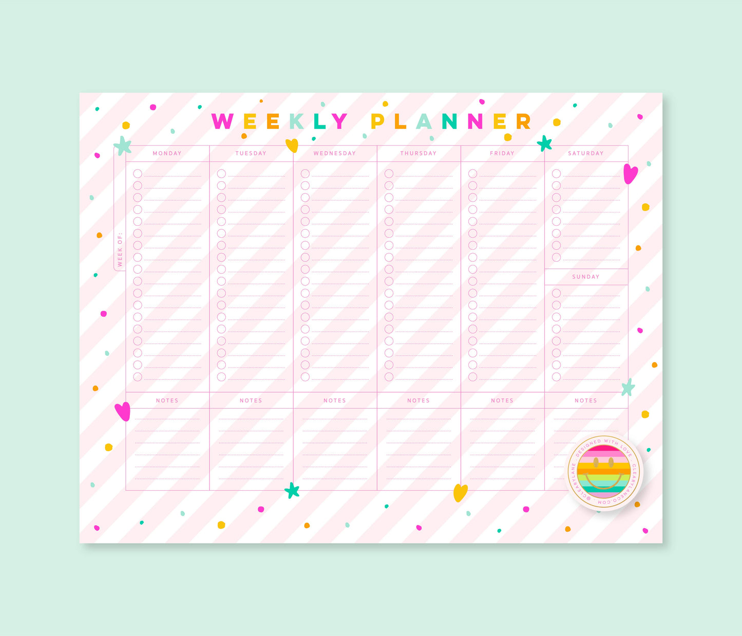 Pink Stripes Weekly Planner