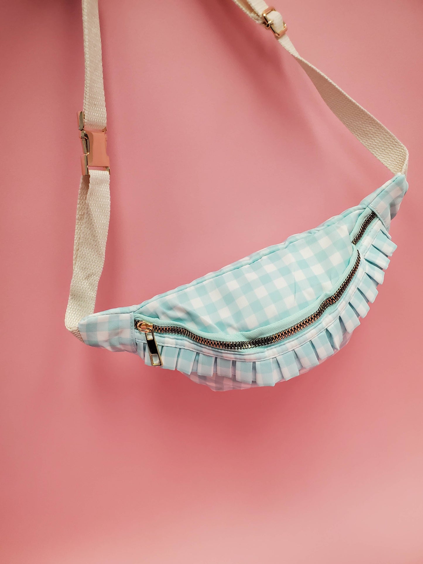 Mint and white gingham Fanny Pack